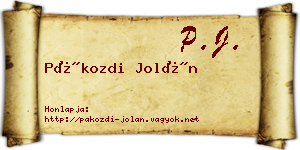 Pákozdi Jolán névjegykártya