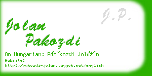 jolan pakozdi business card